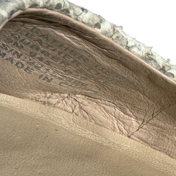 TORY BURCH Travel T Snake Embossed Sparkling Leather Ballet Flats Roccia 9M - Picture 3 of 12